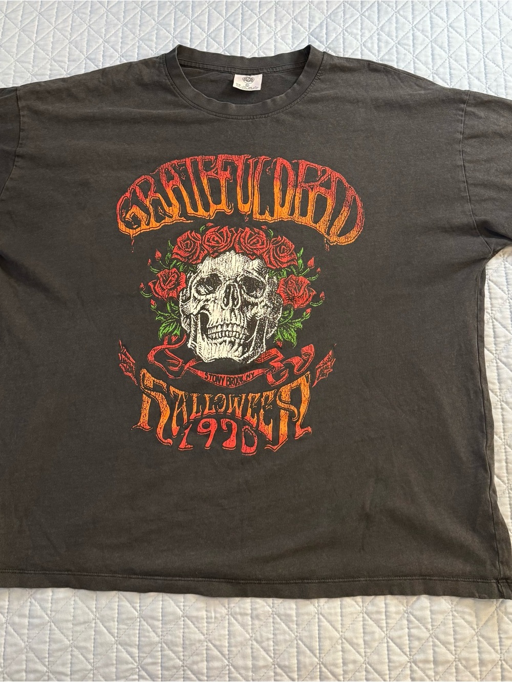 Grateful Dead Halloween 1970 Skull Tee - Black with Red & Orange Graphic